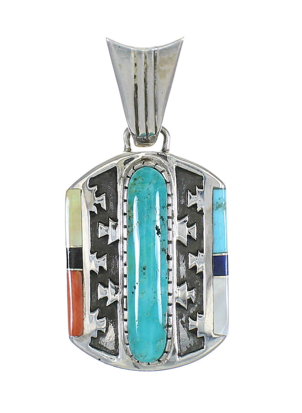 Genuine Sterling Silver Turquoise Multicolor Southwest Pendant MX65416
